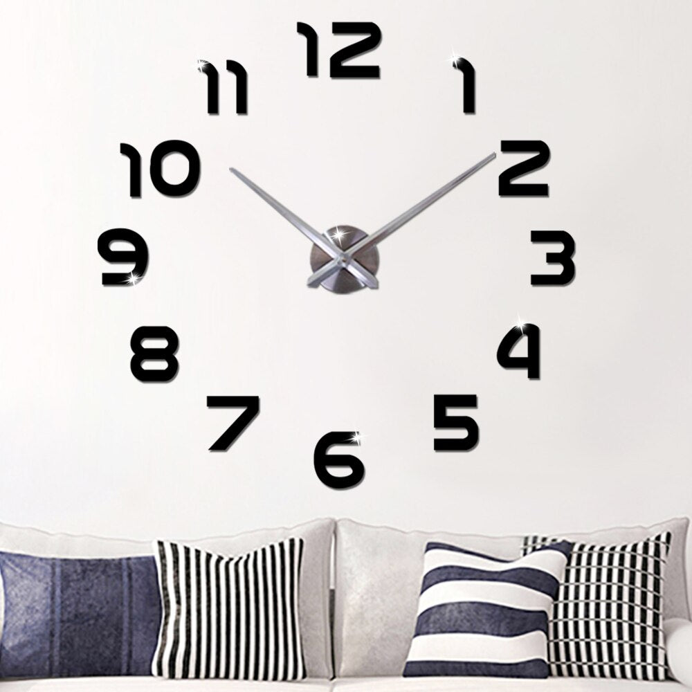 Large Wall Clock Sticker Acrylic Silent Digital Big 3D DIY Wall Clock Modern Design for Living Room Home Decor