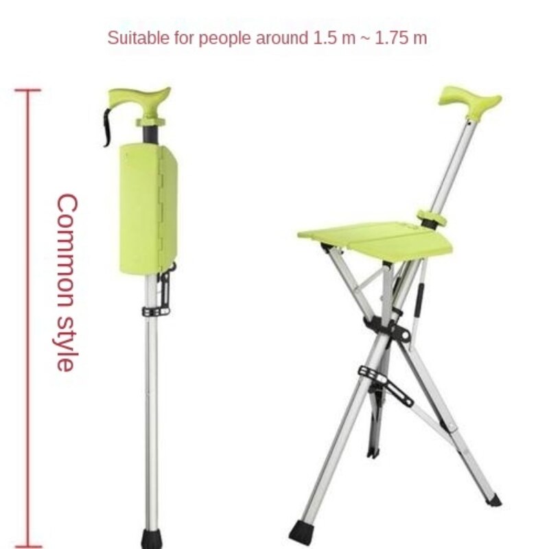 Folding Crutch Chair Elderly Hand Stool Light and Portable Delta Chair Can Sit Non-Slip Walking Stick