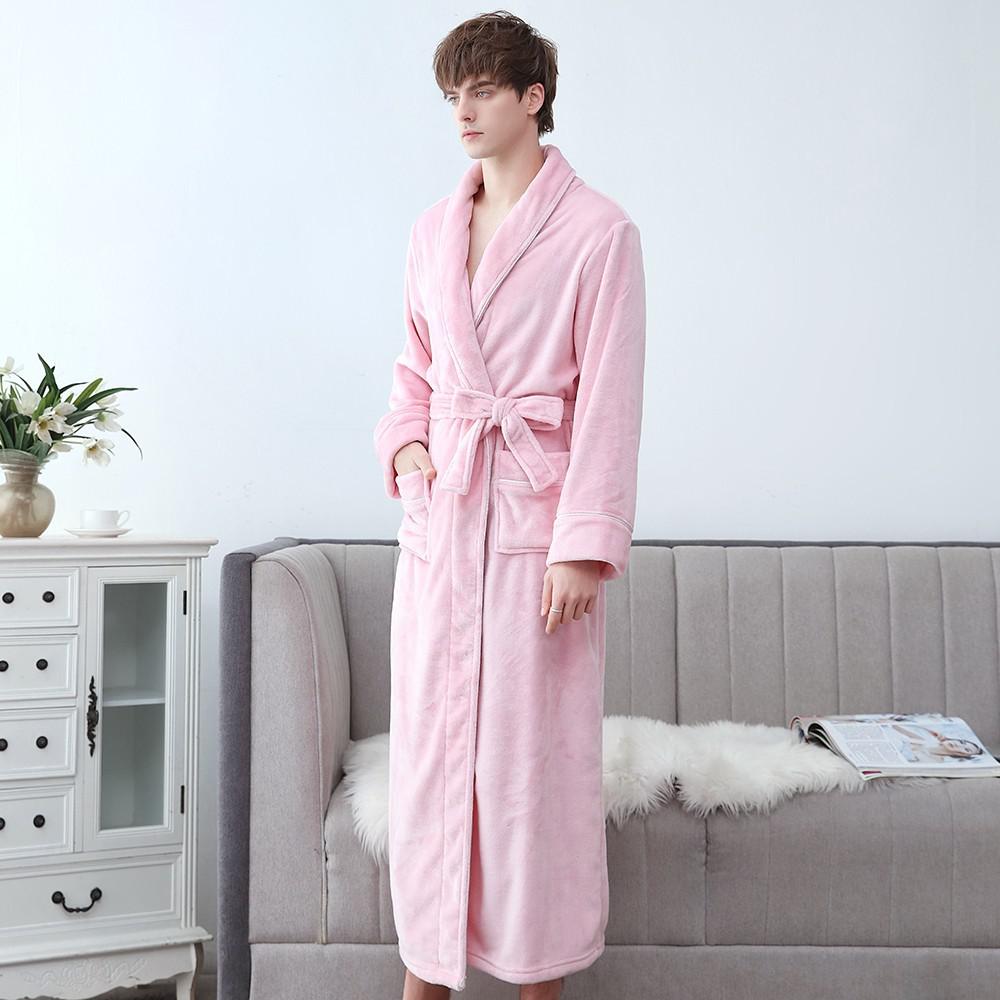 Plus Size 3XL Men Robe Winter Flannel Soft Kimono Gown Lovers Ultra Large Long Bathrobe Nightwear Thick Warm Women Sleepwear