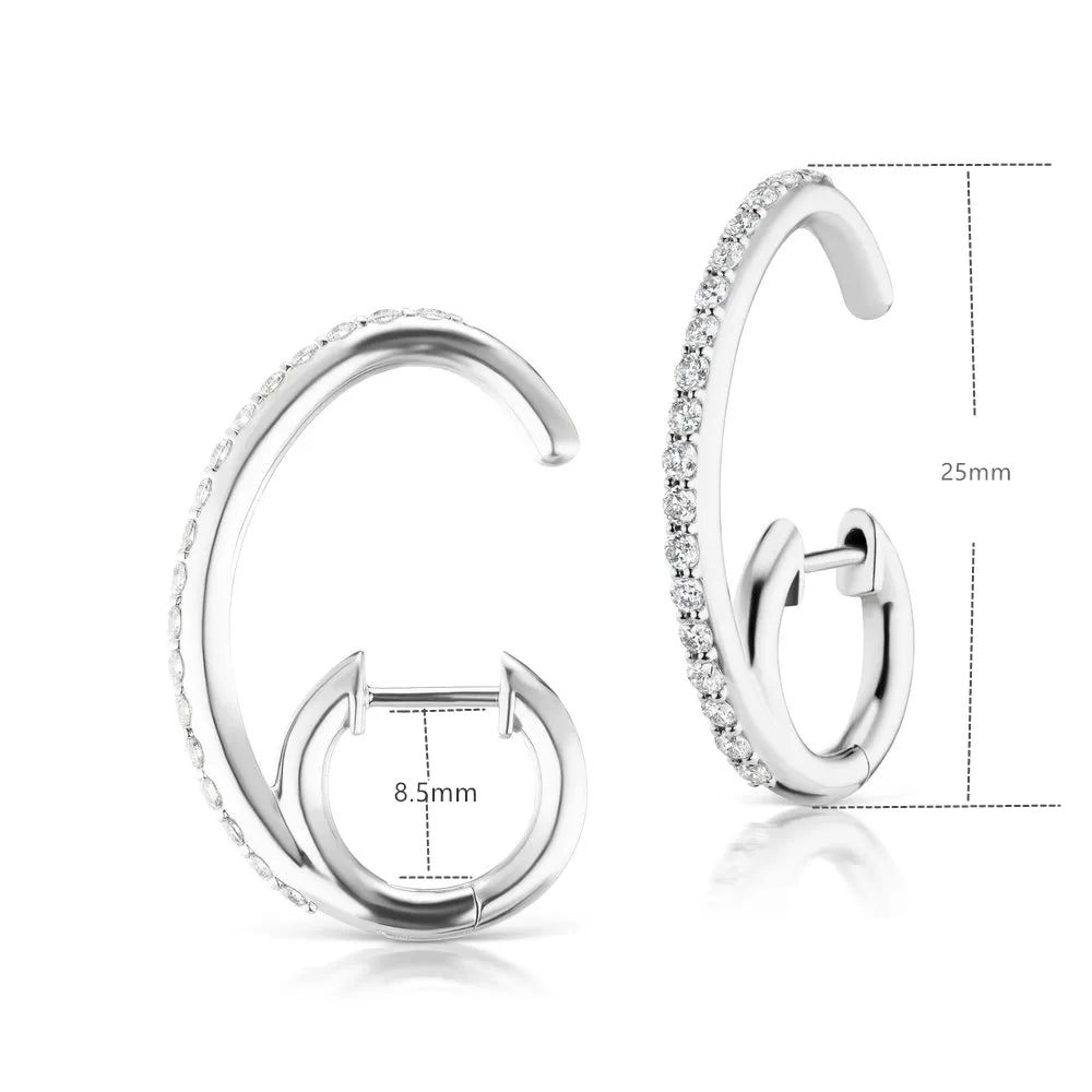 ANDYWEN 925 Sterling Silver Espionne Earring Circle Huggies Loop Open Circle Double Hoops Women Fashion Crystal CZ Jewelry