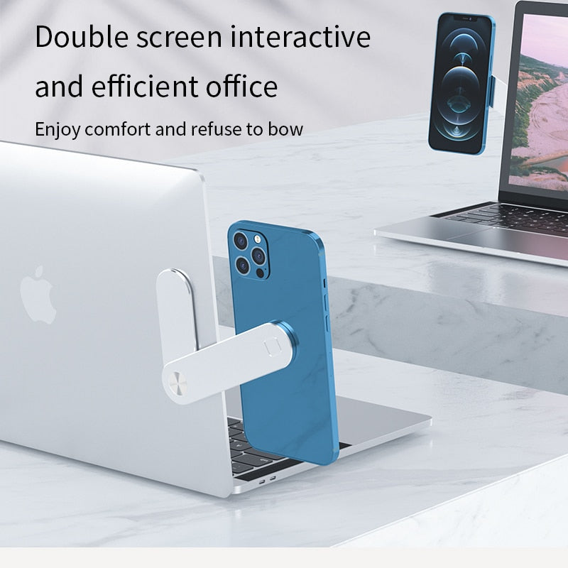 Magnetic Phone Holder Aluminium Alloy Dual-Screen Laptop Screen Expand Stand Folding Side Mount For Ipad iPhone Xiaomi Bracket