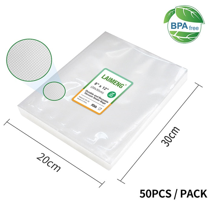 LAIMENG 50 Bags for Vacuum Packaging for Food Saver Vac Sealer Sous Vide Vaccume Pre-Cut Storage Bag For Vacuum Packer P105