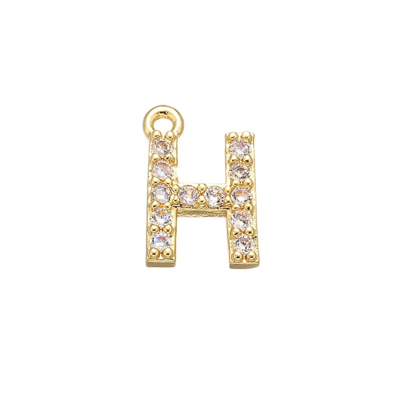 ZHUKOU 8x8.5mm Brass Cubic Zirconia Crystal 26 Letter Charms Pendants for Women Necklace earring jewelry accessories model:VD545