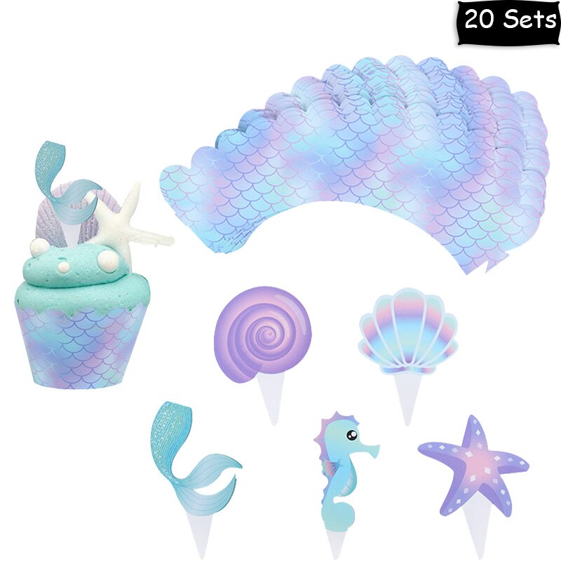 Little Mermaid Party Supplies Mermaid Birthday Parties Disposable Tableware Kit Girl 1st First Birthday Under The Sea Decoration