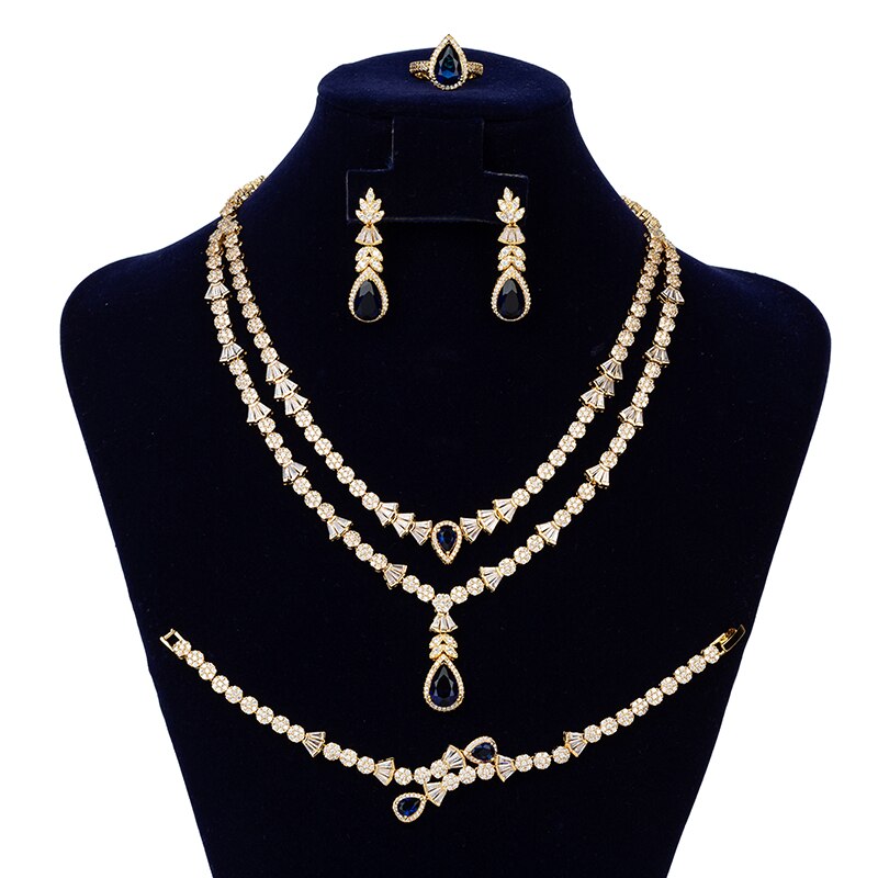 Jewelry Set HADIYANA Fashion Gorgeous Necklace Earrings Ring Bracelet Set For Women Party Gift Wedding CNY0055 Femme Jewelry