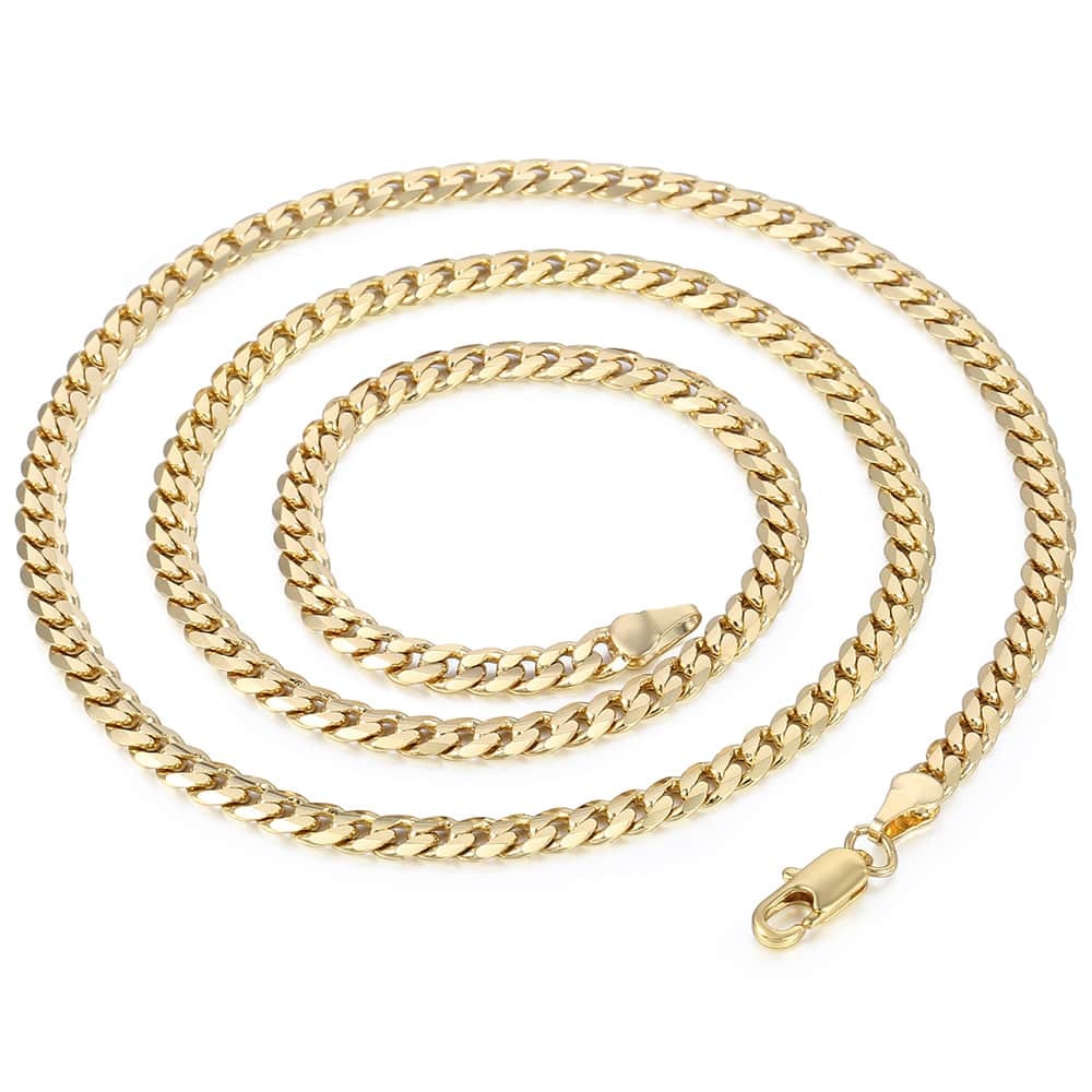 Trendsmax Men&#39;s Cuban Link Chain Necklace Gold Color  Chain Necklace Gift For Men Hiphop Wholesale Jewelry 4.5mm 50cm 60cm GN438