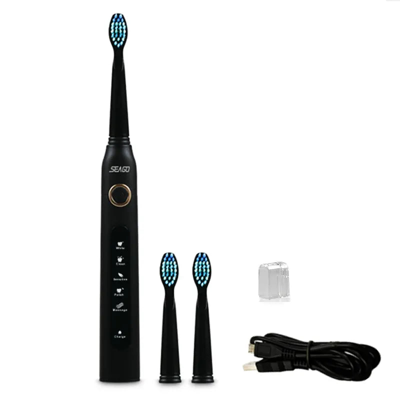 Ultrasonic Electric Toothbrush Sonic Wave Clean USB Rechargeable Toothbrushes With Replacement Brush Heads Seago 507 yunchi Y1