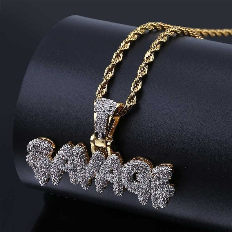 Hip Hop Men and Women Cubic Zircon MBM Letter Pendant Iced Out Full  Necklace Jewelry Gift