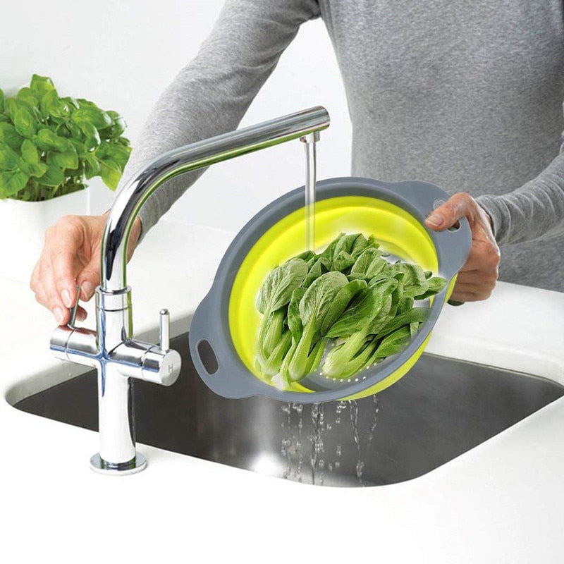 Creative Kitchen Fruit Vegetable Washing Tools Useful Foldable Cleaning Basket Strainer Kitchen Accessories Gadgets Supplies2020