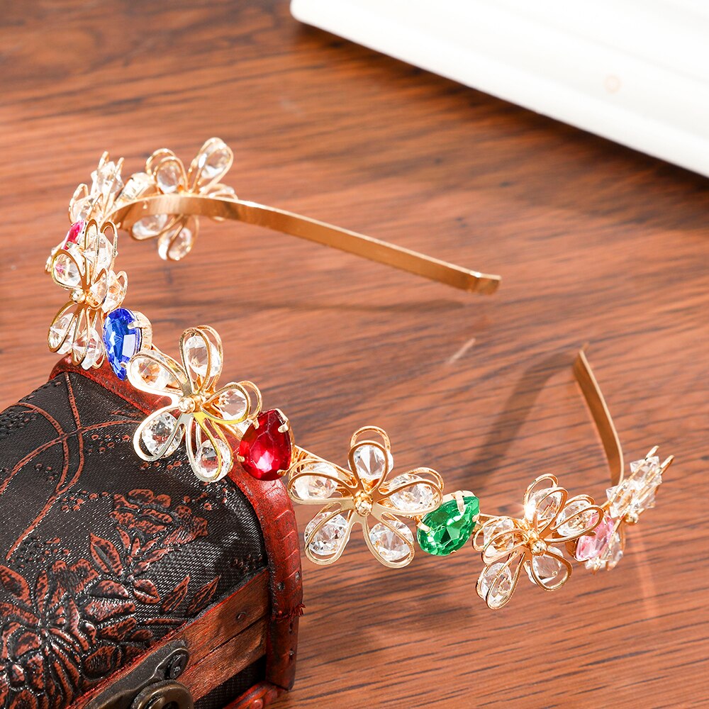 Haimeikang Rhinestone Bezel Baroque Headband Luxury Silver Crystal Hairband Sparkly For Fashion Women Hair Accessories