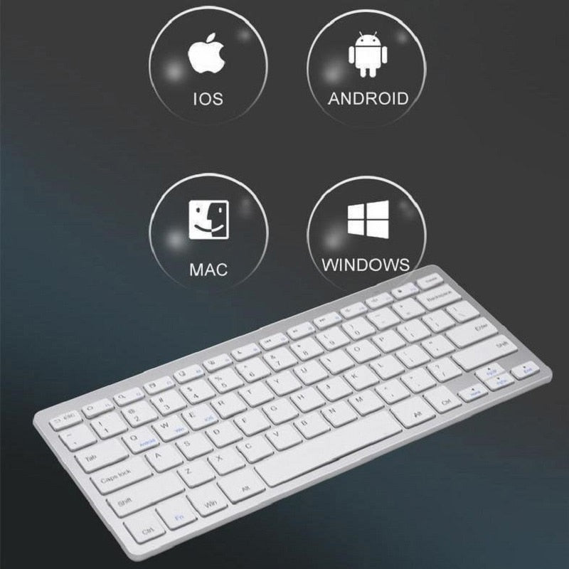 Mini Bluetooth Keyboard Ultra Thin Portable Wireless Keyboard Russian/Spanish/Arabic/Hebrew Layout for Tablet/iPad/Laptop/Phone