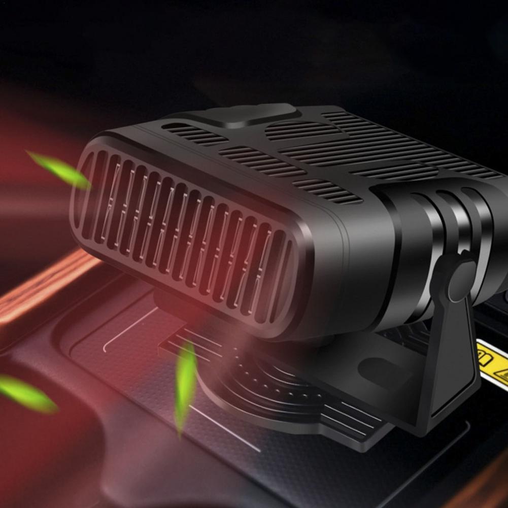 2 IN 1 Portable 12/24V 120W Auto Car Heater Defroster Demister Electric Heater Windshield 360 Degree Rotation ABS Heating Coolin