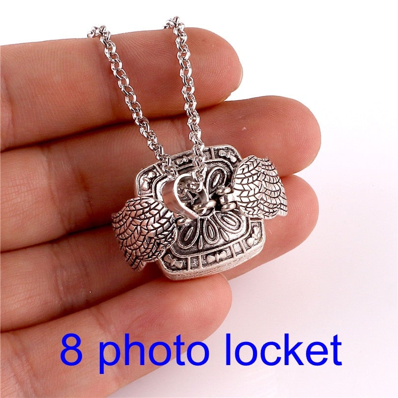 Magic 4 Photo Pendant Necklace For Women Men Memory Floating Locket Necklace Angel Wings Fashion Album Box Necklaces No photos