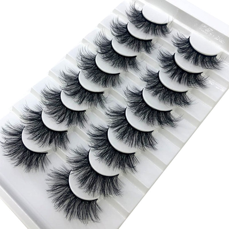 HBZGTLAD New 7/8 pairs 15-25mm natural 3D false eyelashes fake lashes makeup kit Mink Lashes extension mink eyelashes maquiagem