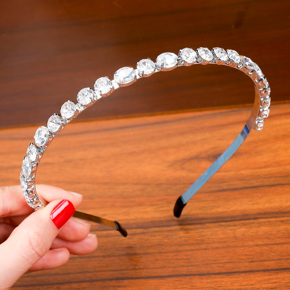 Haimeikang Rhinestone Bezel Baroque Headband Luxury Silver Crystal Hairband Sparkly For Fashion Women Hair Accessories