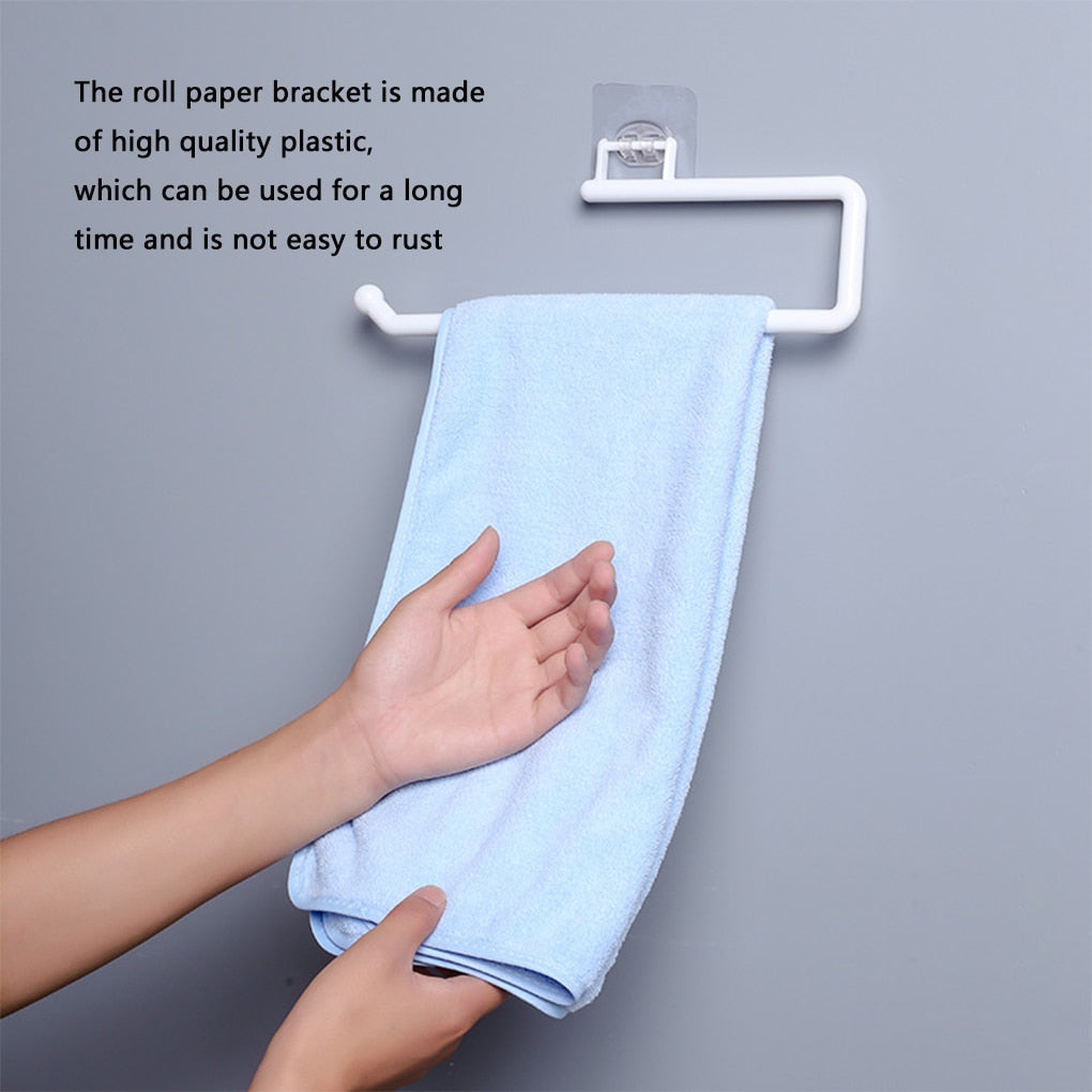 Tissue Hanger Plastic Paper Roll Holder Wall Mounted Towel Storage Rack Organizer Shelf for Kitchen Bathroom