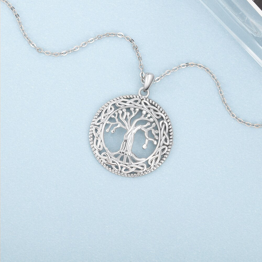 Vintage Silver Color Necklaces Tree of Life Round Choker Pendant Necklace Women&#39;s Neck Chain Fashion 2021 Jewelry Gift for Women