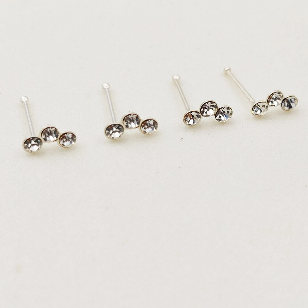 925 Sterling silver crystal nose  Stud fashion indian nose piercing body jewelry 20pcs/pack