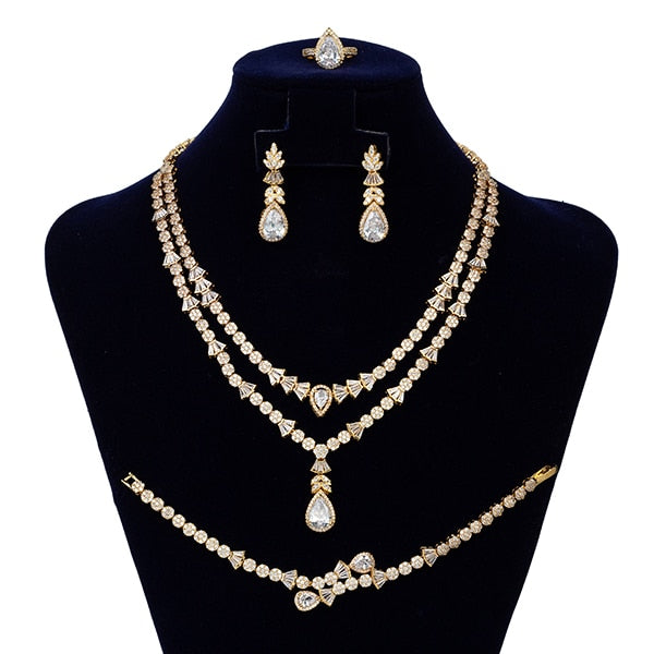 Jewelry Set HADIYANA Fashion Gorgeous Necklace Earrings Ring Bracelet Set For Women Party Gift Wedding CNY0055 Femme Jewelry