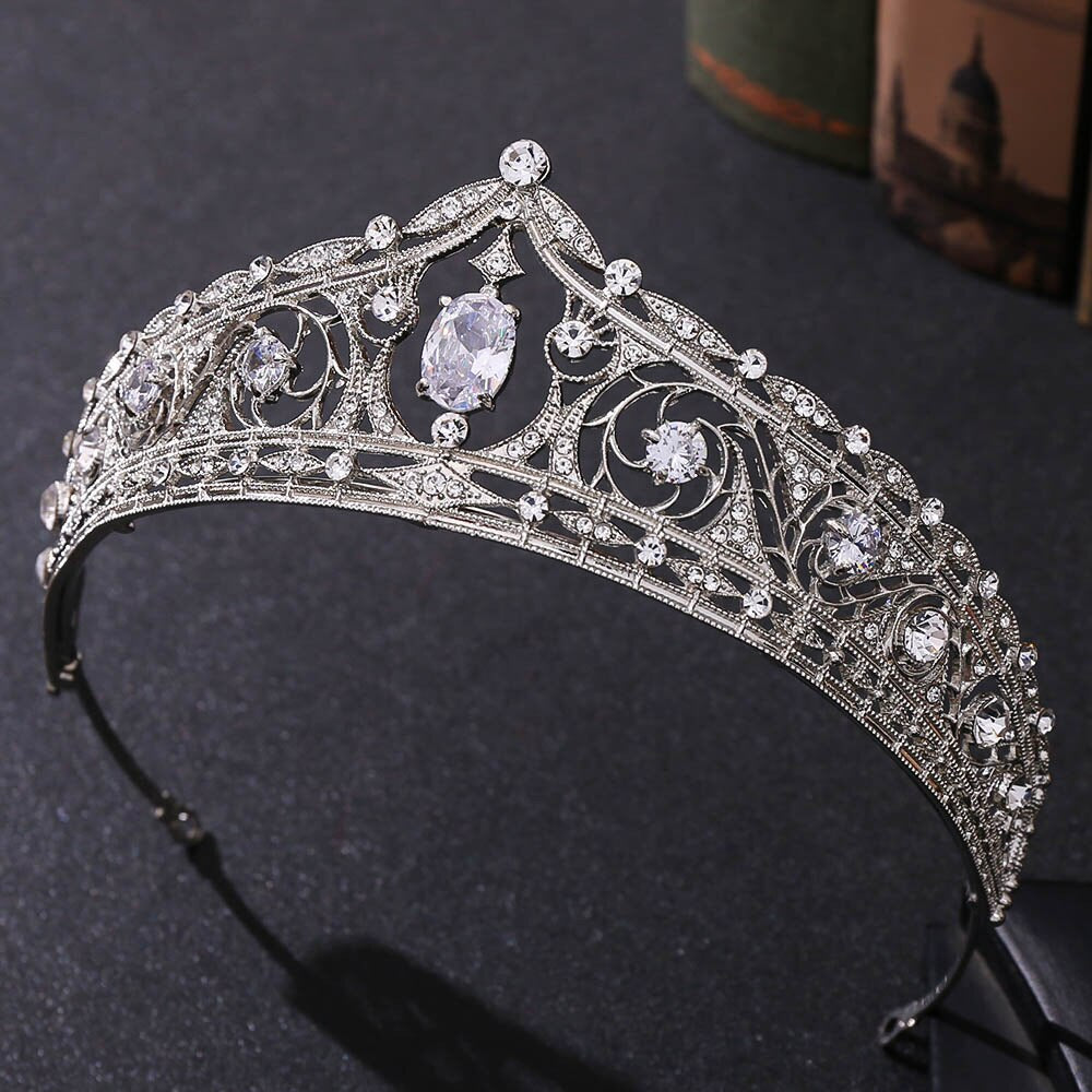 Baroque Luxury Geometric Rhinestone Bridal Tiaras Cubic Zirconia Crown Crystal Pageant Diadem Headband Wedding Hair Accessories