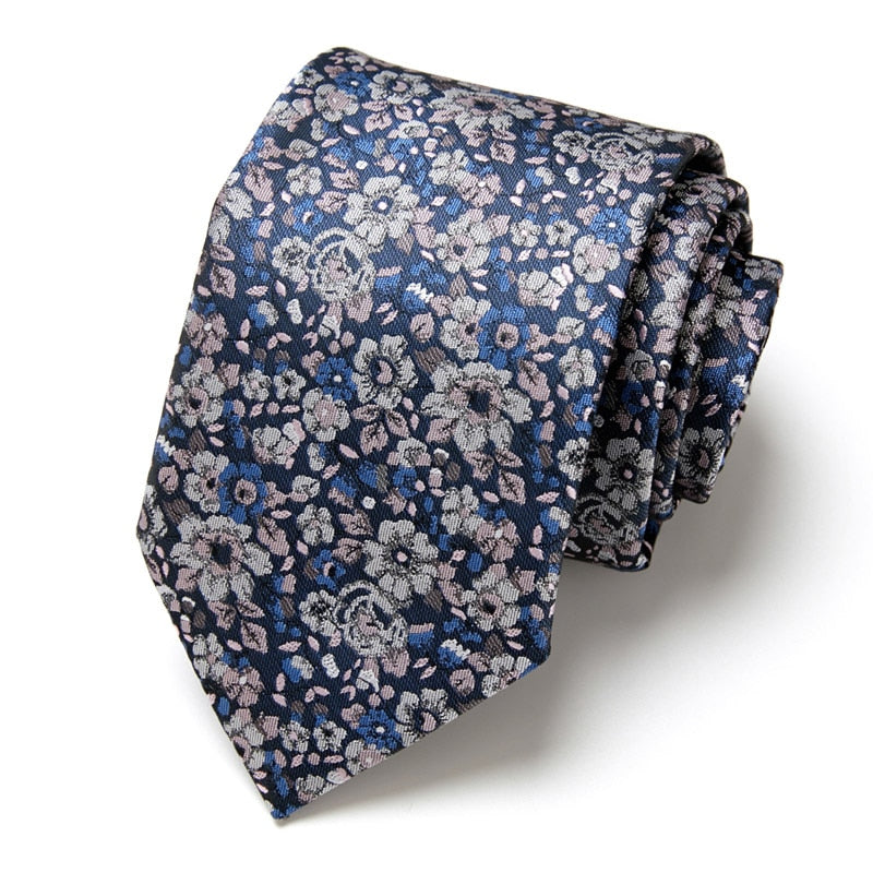 New Style Fashion Men's Tie 7.5cm Blue Necktie Green & Orange Silk Gravatas For Men Paisley Floral Fit Wedding Workplace Slim