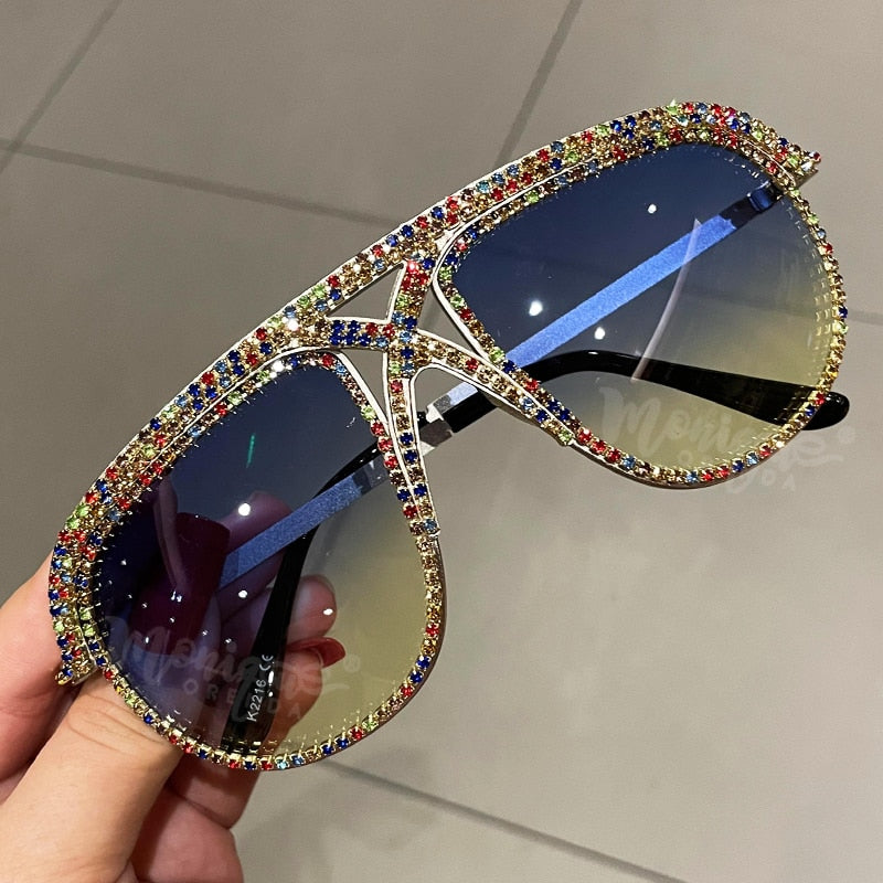 Sunglasses Women 2022 Rhinestone Oversized Sun Glasses Men Luxury Designer Eyeglasses Oculos De Sol Feminino