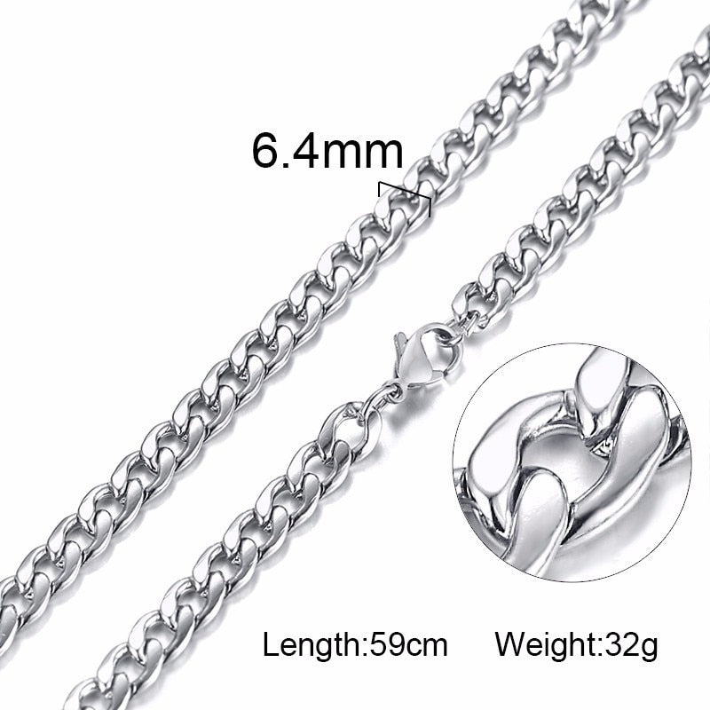 Necklace For Men, Stainless Steel Curb Chain, Man Necklace, 5 to 8mm Link Chain