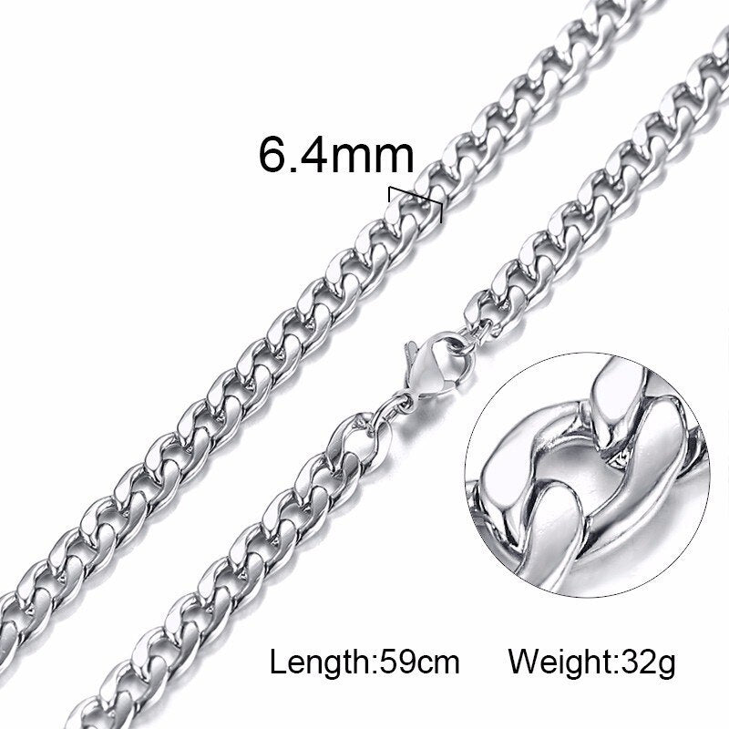 Figaro Necklace Men,Stainless Steel Curb Chain, Man Necklace, 5 to 8mm Link Chain