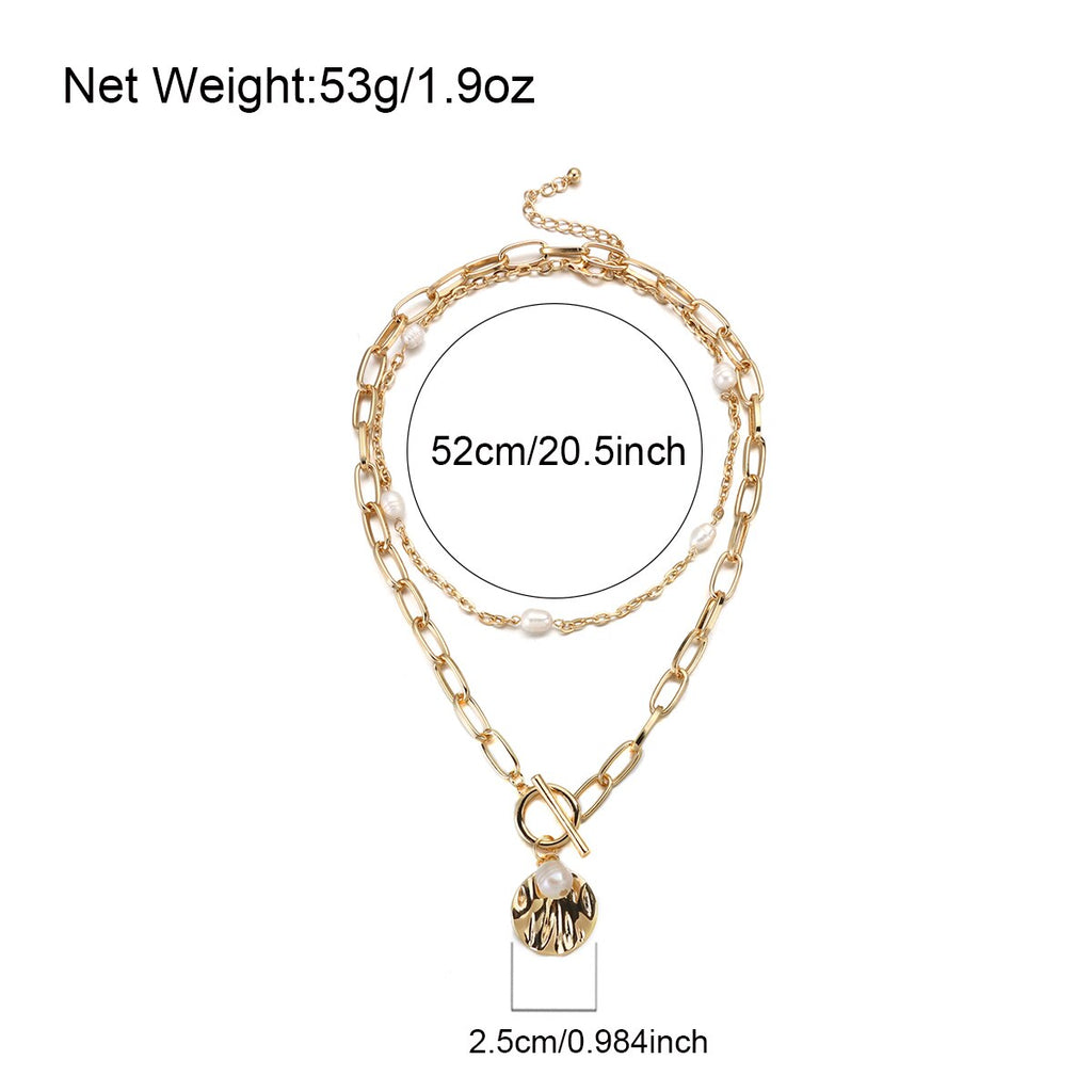 AENSOA Punk Hip Hop Shell Pendant Necklace Retro Chunky Women Men Link Chain Pearl Lock Necklace Collar Fashion Female Jewelry