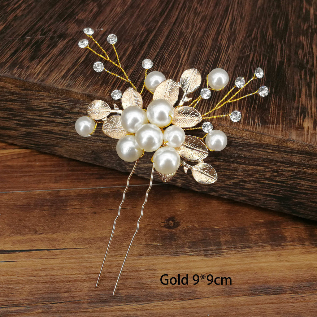 Women U-shaped Pin Metal Barrette Clip Hairpins Simulated Pearl Bridal Tiara Hair Accessories Wedding Hairstyle Design Tools