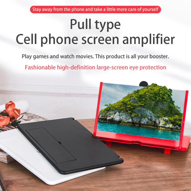 12 inch Folding Cell Phone Screen Magnifier Enlarged 3D Mobile Phone Screen Magnifier Radiation HD Video Amplifier Phone Stand