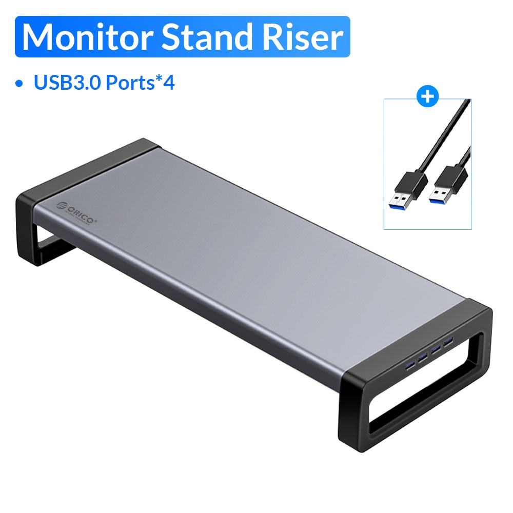 ORICO Aluminum Monitor Stand Riser Wood Computer Universal Desktop Holder Bracket Organizer for PC Laptop MacBook Home Office