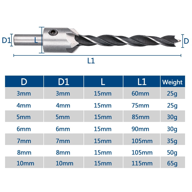 XCAN 3mm-10mm HSS Countersink Drill Bit Set Reamer Woodworking Chamfer Drill Counterbore Pliot Hole Cutter Screw Hole Drill