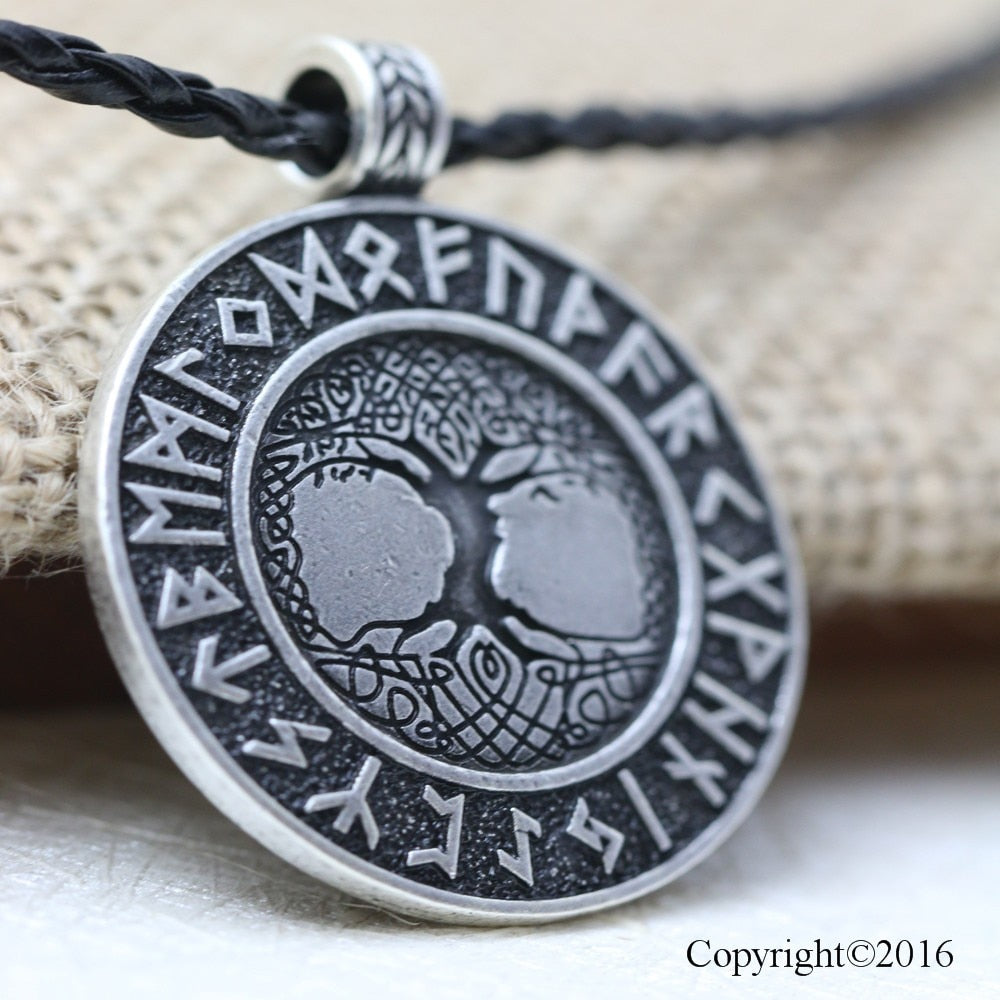 LANGHONG 1pcs Nordic Vikings Runes Amulet Necklace For Men The Tree of Life Necklace Nordic Talisman