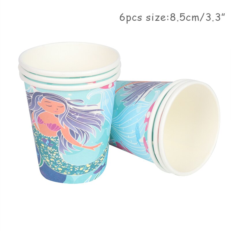 Little Mermaid Party Supplies Mermaid Birthday Parties Disposable Tableware Kit Girl 1st First Birthday Under The Sea Decoration