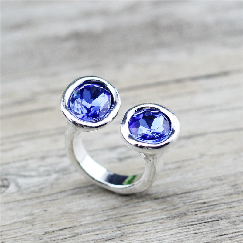 Anslow Creative Design Vintage Jewelry Elegant Lady Crystal Finger Rings For Women Wedding Engagement Adjustable Size LOW0047AR