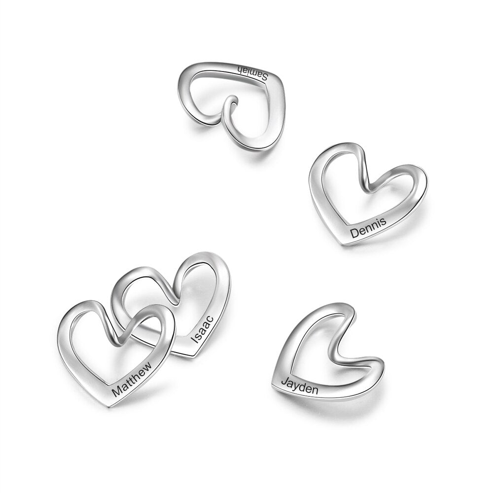 JewelOra Personalized Name Engraved Heart Charms Fit Bracelets 3 Colors Stainless Steel Custom Jewelry