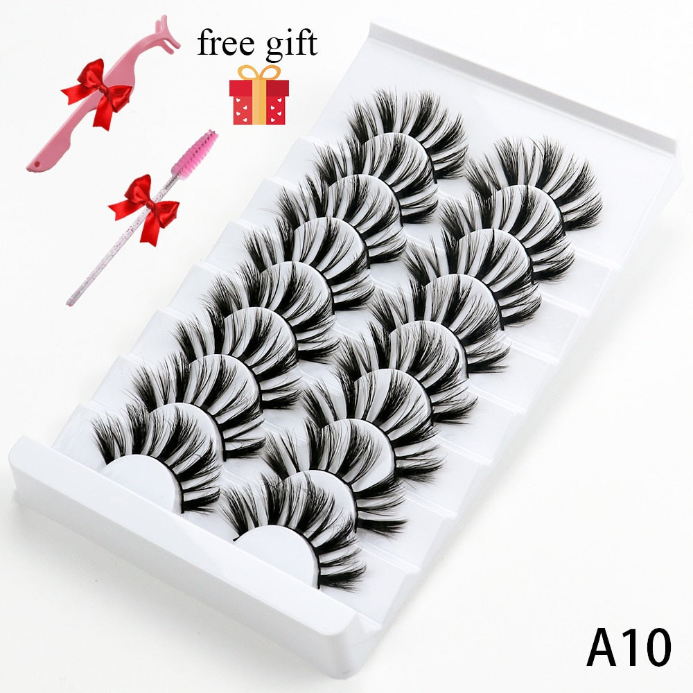 5/8 Pairs 20mm Mink Lashes 3D Natural False Eyelashes Fluffy Faux Mink Eyelashes Wispies Long Extension Eyelashes Pack Maquiagem