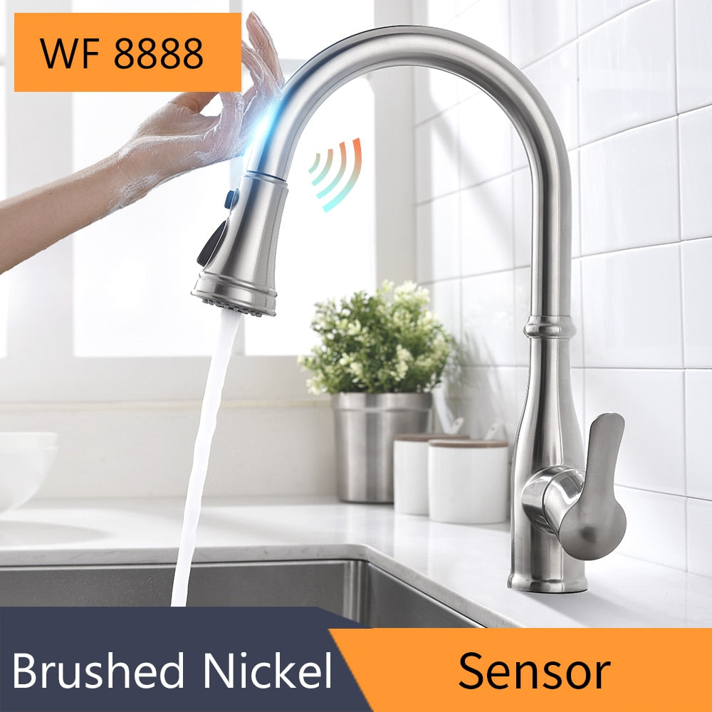 Sensor Kitchen Faucets Brushed Gold Smart Touch Inductive Sensitive Faucet Mixer Tap Single Handle Dual Outlet Water Modes 1005J