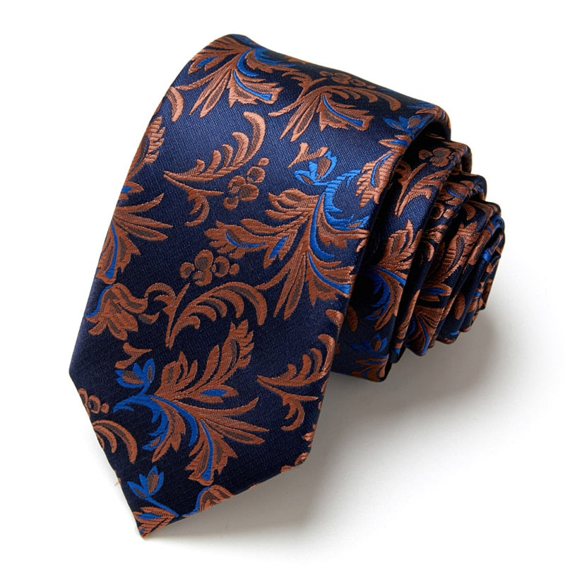 New Style Fashion Men's Tie 7.5cm Blue Necktie Green & Orange Silk Gravatas For Men Paisley Floral Fit Wedding Workplace Slim