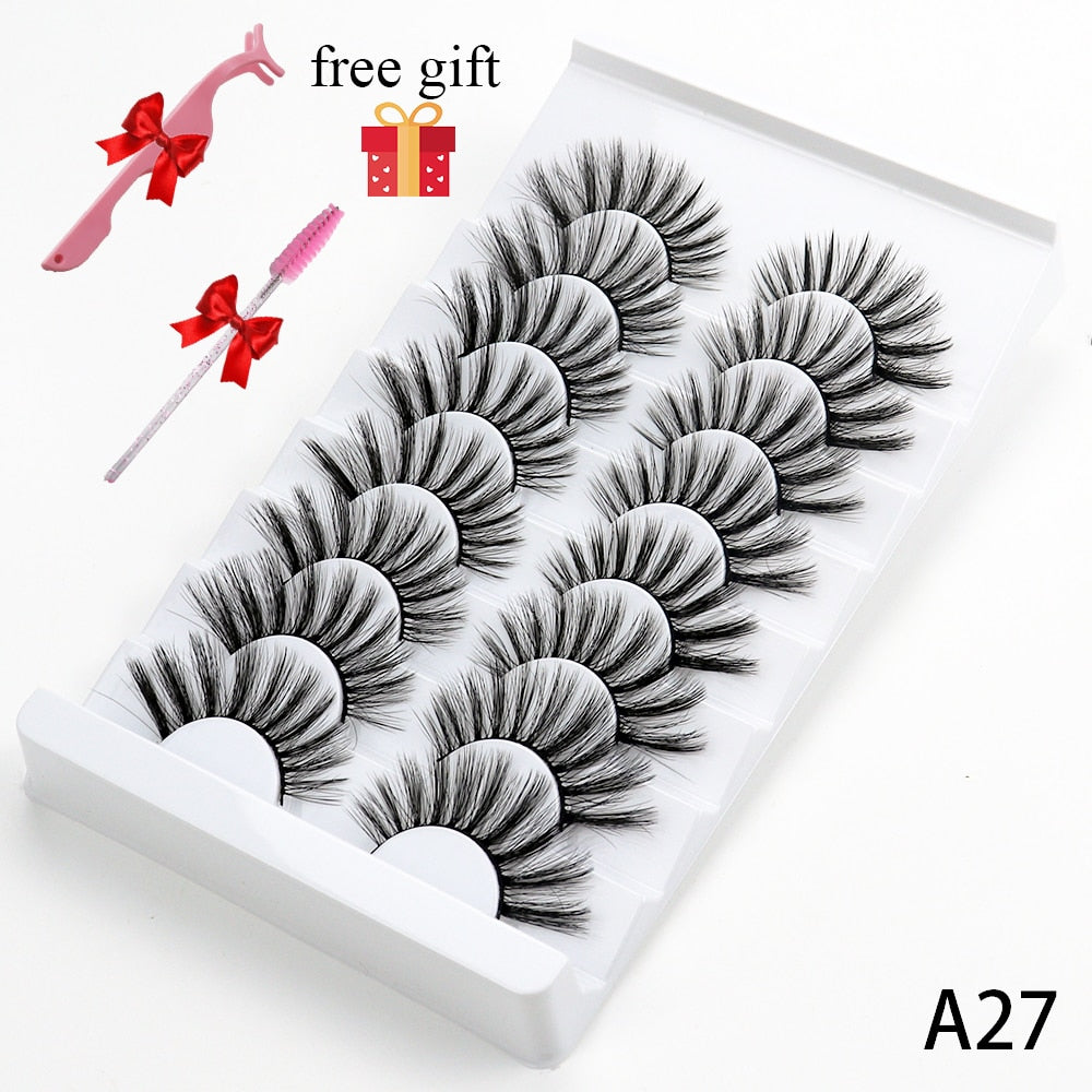 5/8 Pairs 20mm Mink Lashes 3D Natural False Eyelashes Fluffy Faux Mink Eyelashes Wispies Long Extension Eyelashes Pack Maquiagem