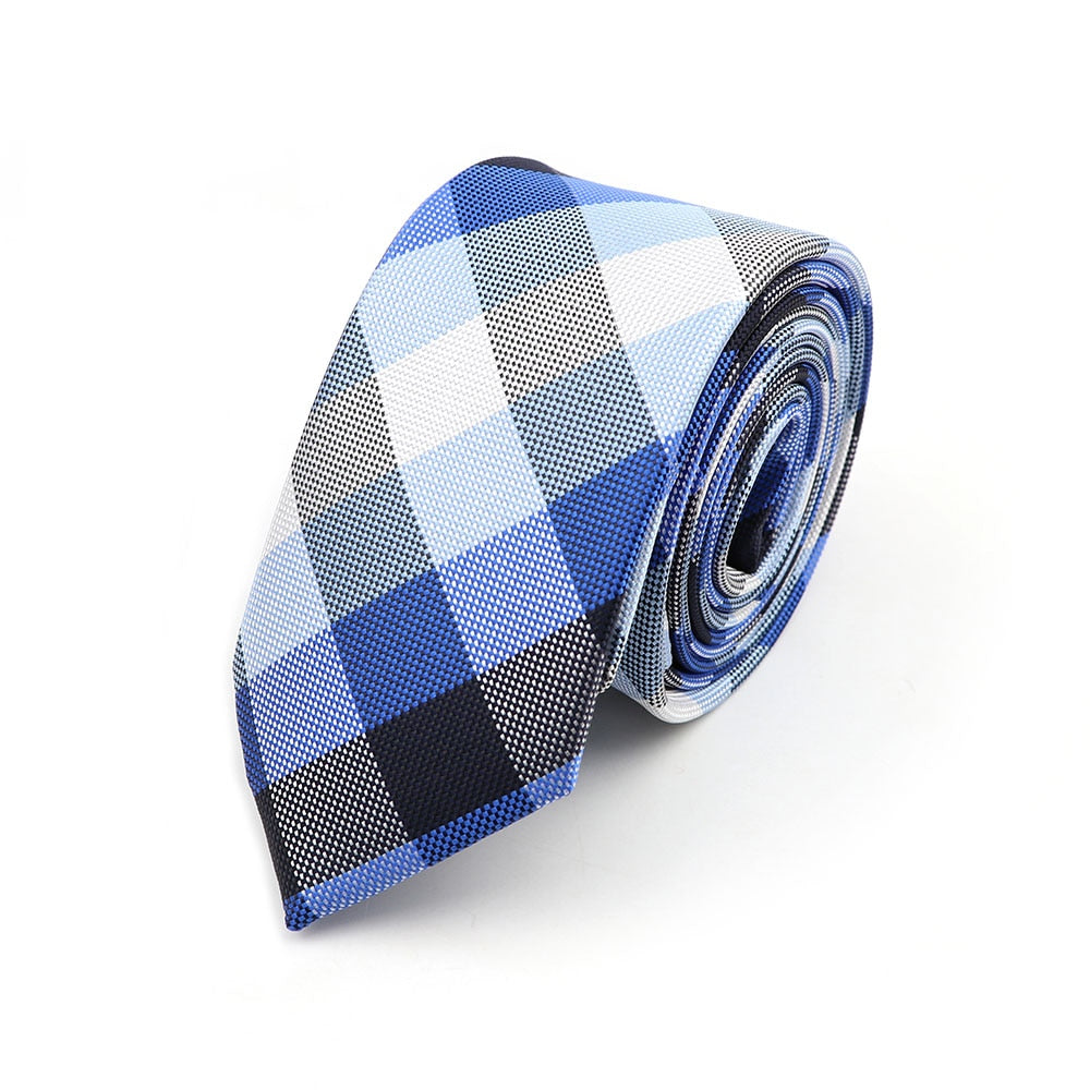 6cm Casual Ties For Men Skinny Tie Fashion Polyester Plaid Strip Necktie Business Slim Shirt Accessories Gift Cravate NO.31-61