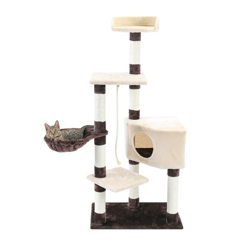 Fast Delivery Large Cat Tree Tower Condo cat scratcher Post Pet Kitty Play House with Hammock Perches Platform rascador gato