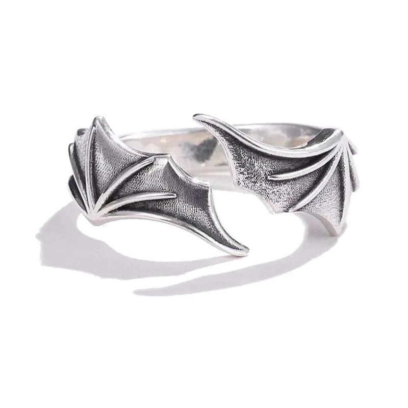 Retro Angel Demon Wing Couples Rings Fashion Men Women Jewelry Vintage Ancient Silver Color Punk Hip Hop Adjustable