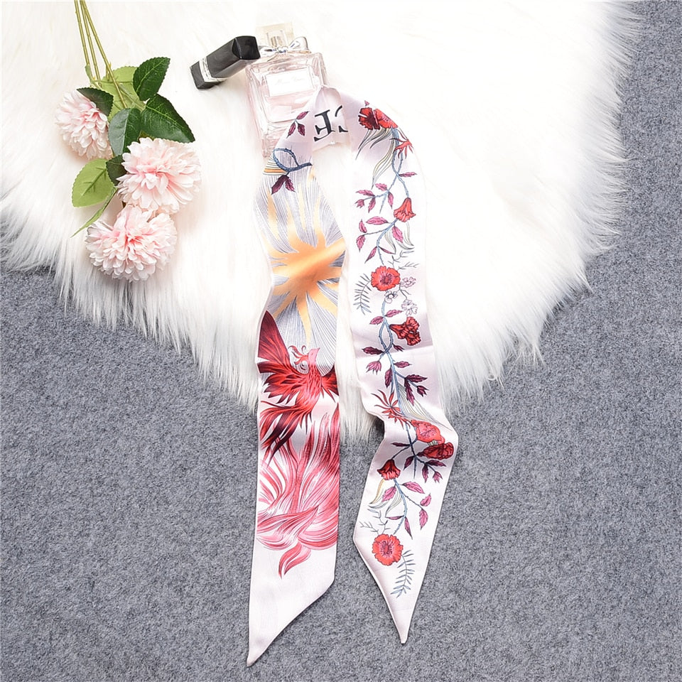 Tropic Affair Luxury Brand Scarf Tarot Women Scarf Bag Hair Skinny Silk Scarves Design Foulard Neckerchief Headband For Ladies