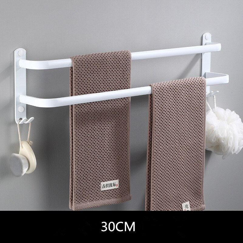 Tuqiu Towel Hanger Wall Mounted 30-50 CM Towel Rack Bathroom Towel Bars Aluminum Black Towel Bar Rail White Towel Holder