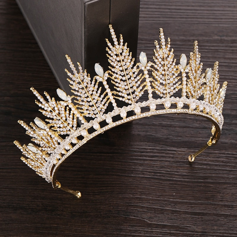 Rhinestone Crystal Tiara Crown Wedding Hair Accessories Bridal Tiara Hair Crown Wedding Hair Jewelry Crystal Tiara Golden Diadem