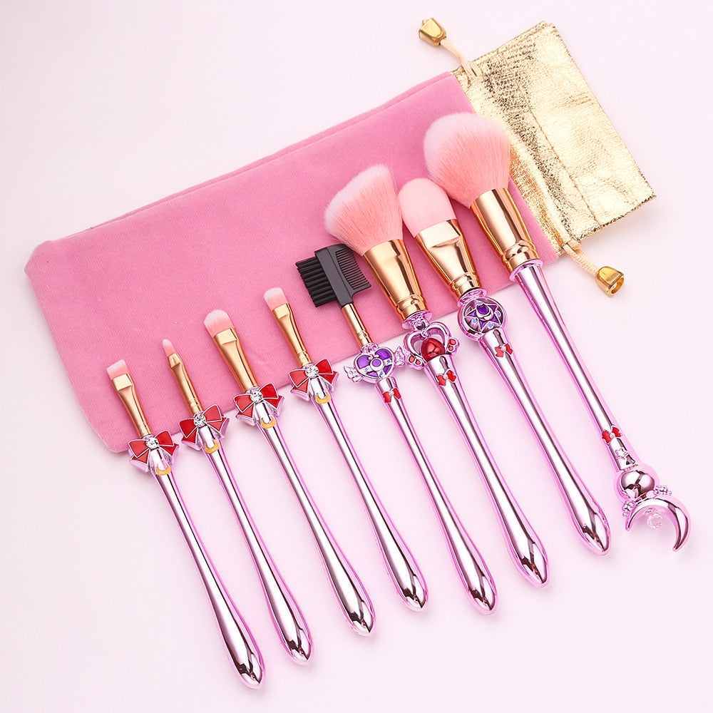 New 8pcs Pro Makeup Brushes Sets & Kits Moon Anime Soft Hair Blusher Concealer Eye Shadow FOUNDATION Lip Brush Cosmetics Tool