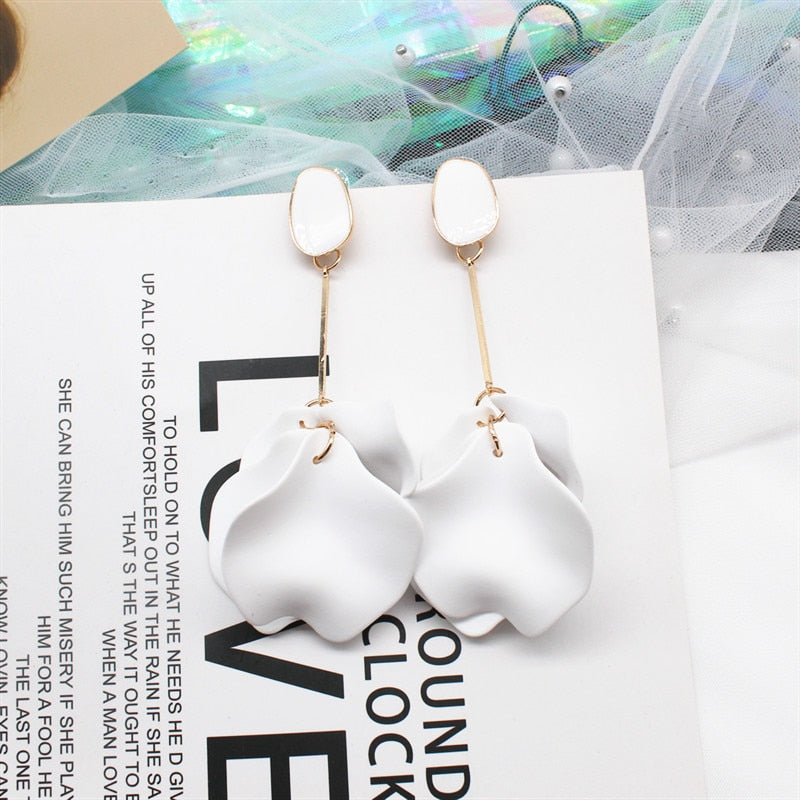 2019 hot fashion exaggerated earrings personality red rose petals long earrings beach party holiday earrings for women