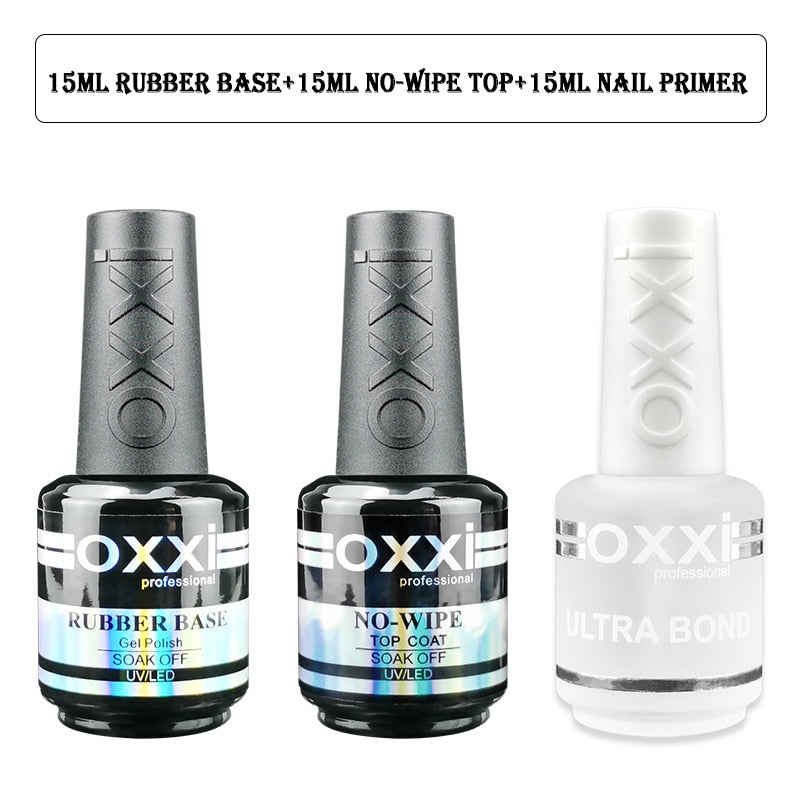 oxxi Latest 15ml Nail Rubber Base Coat Semi Permanant UV Gel Varnishes Primer for Nails Matte Top Coat Nail Art Base Top Gellak